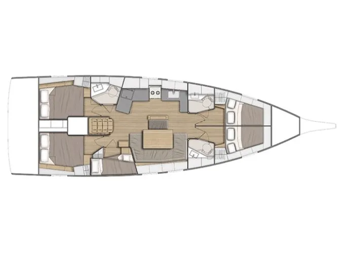 Floor plan of Buddy, a Beneteau Oceanis 46.1 sailboat at Athens, Greece
