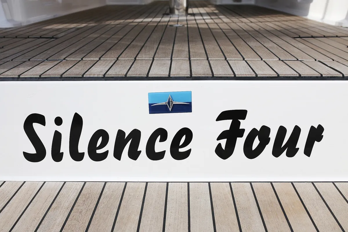 Deck of silence four, a Bavaria Cruiser 46 sailboat at Grad Biograd na Moru, Croatia