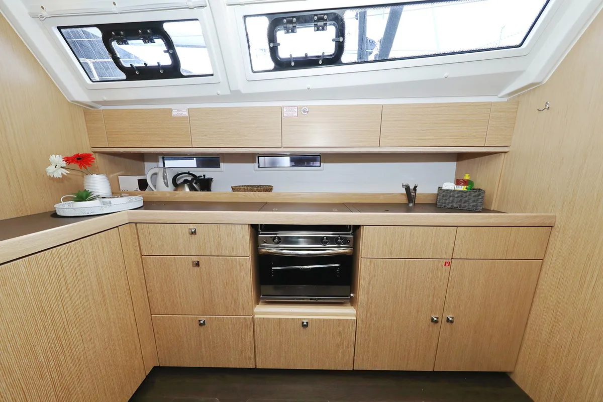 Galley of silence four, a Bavaria Cruiser 46 sailboat at Grad Biograd na Moru, Croatia