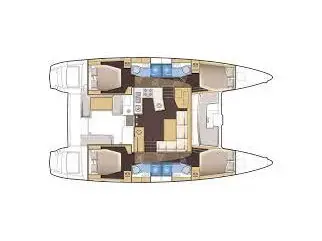 Floor plan of Lagoon 450 Sport, a catamaran at Roche Caiman, Seychelles