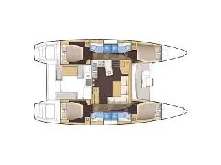 Floor plan of Lagoon 450 Sport, a catamaran at Roche Caiman, Seychelles