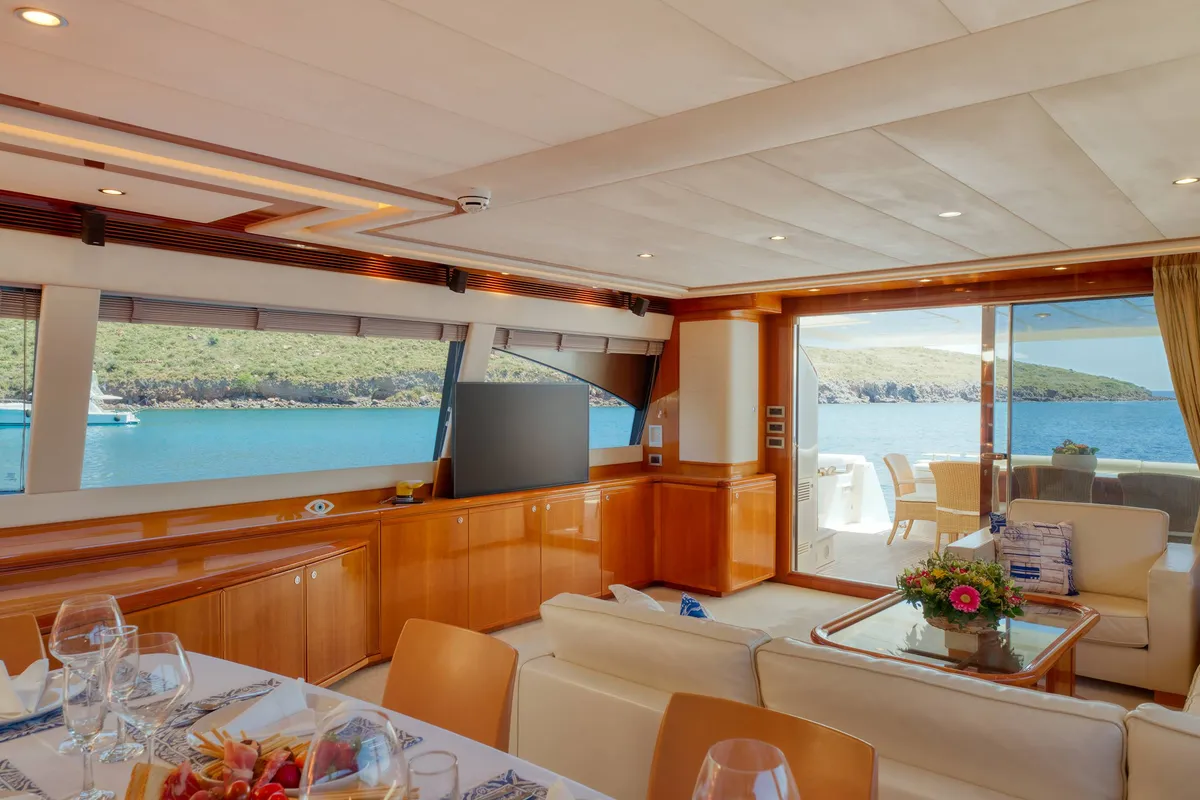 Lidia, a Ferretti 830 motor yacht at 3rd Marina Glyfada, Greece