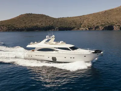 Lidia, a Ferretti 830 motor yacht at 3rd Marina Glyfada, Greece