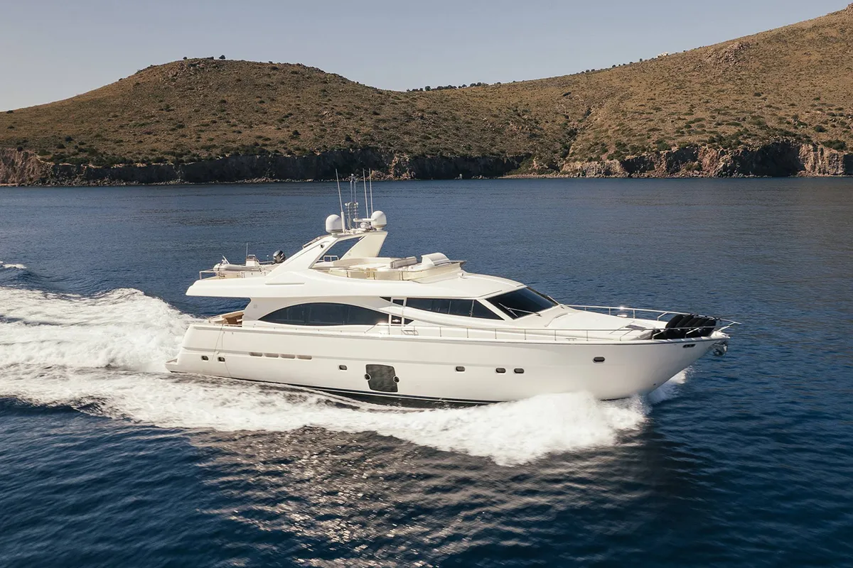 Lidia, a Ferretti 830 motor yacht at 3rd Marina Glyfada, Greece