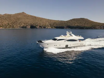 Lidia, a Ferretti 830 motor yacht at 3rd Marina Glyfada, Greece