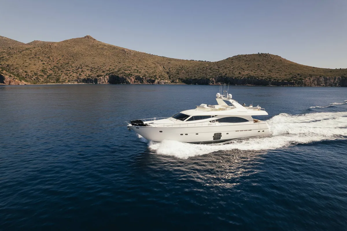 Lidia, a Ferretti 830 motor yacht at 3rd Marina Glyfada, Greece