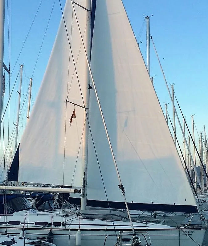Exterior view of Daluz, a Bavaria 46 Cruiser sailboat at Municipal Unit of Lefkada, Greece