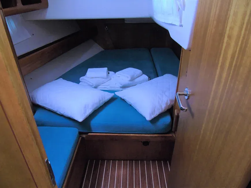 Cabin on Daluz, a Bavaria 46 Cruiser sailboat at Municipal Unit of Lefkada, Greece
