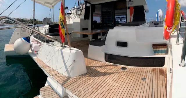 Deck of Side, a Lagoon 42 catamaran at Sant Antoni de Portmany, Spain