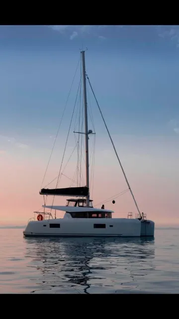 Exterior view of Side, a Lagoon 42 catamaran at Sant Antoni de Portmany, Spain