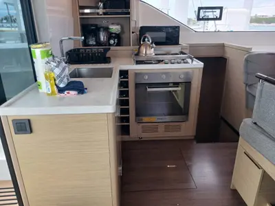 Galley of Sapphire Seas, a Lagoon 51 catamaran at Central Abaco, Bahamas