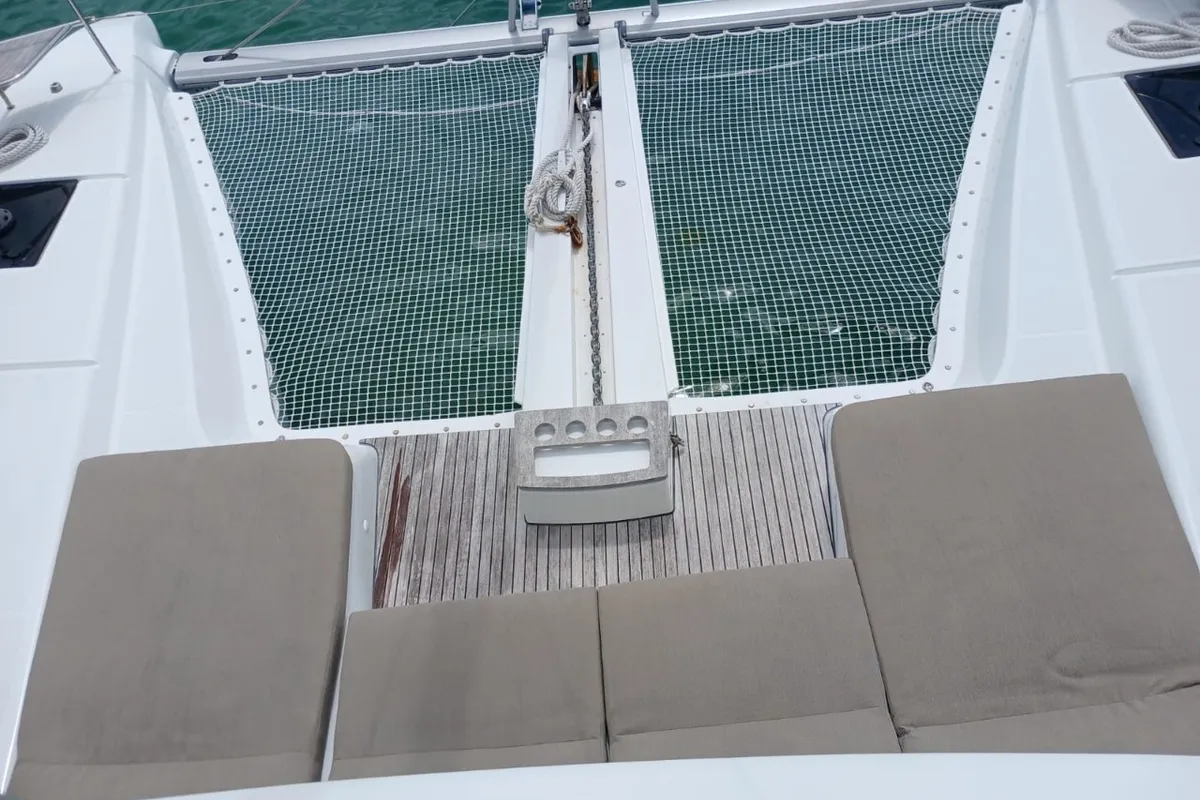 Deck of Sapphire Seas, a Lagoon 51 catamaran at Central Abaco, Bahamas