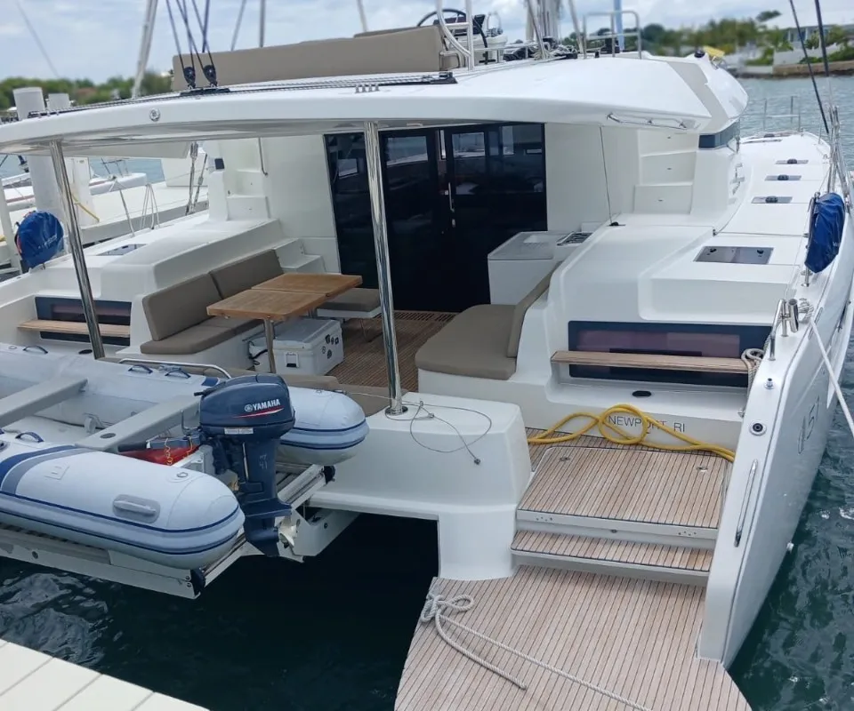 Deck of Sapphire Seas, a Lagoon 51 catamaran at Central Abaco, Bahamas