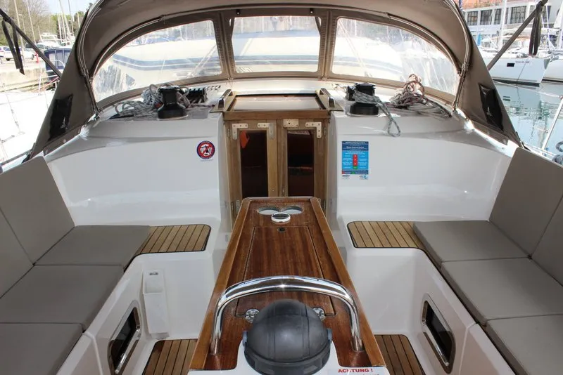 Cockpit of Eveline, a Bavaria Cruiser 46 sailboat at Grad Biograd na Moru, Croatia