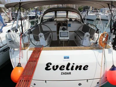 Cockpit of Eveline, a Bavaria Cruiser 46 sailboat at Grad Biograd na Moru, Croatia