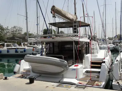 Deck of Kos 41.15, a Bali 4.1 catamaran at Municipal Unit of Lefkada, Greece
