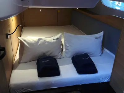 Cabin on Odin, a Elan E6 sailboat at Pirovac, Croatia