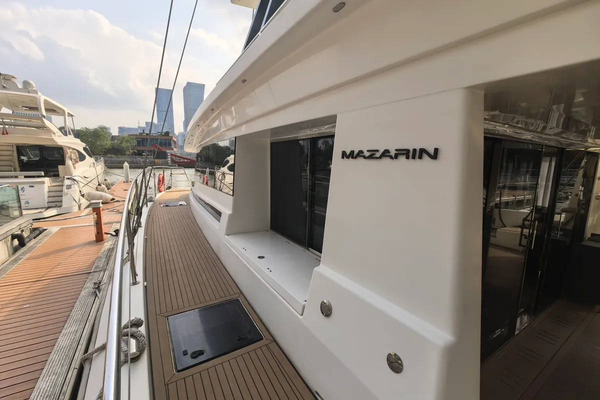 Exterior view of Andaman Discovery 5, a Mazarin 55 catamaran at Mai Khao, Thailand