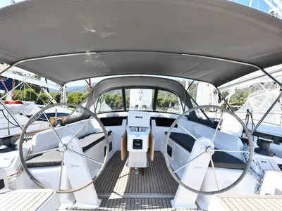 Cockpit of Lauda, a Hanse 418 sailboat at Fethiye, Turkey