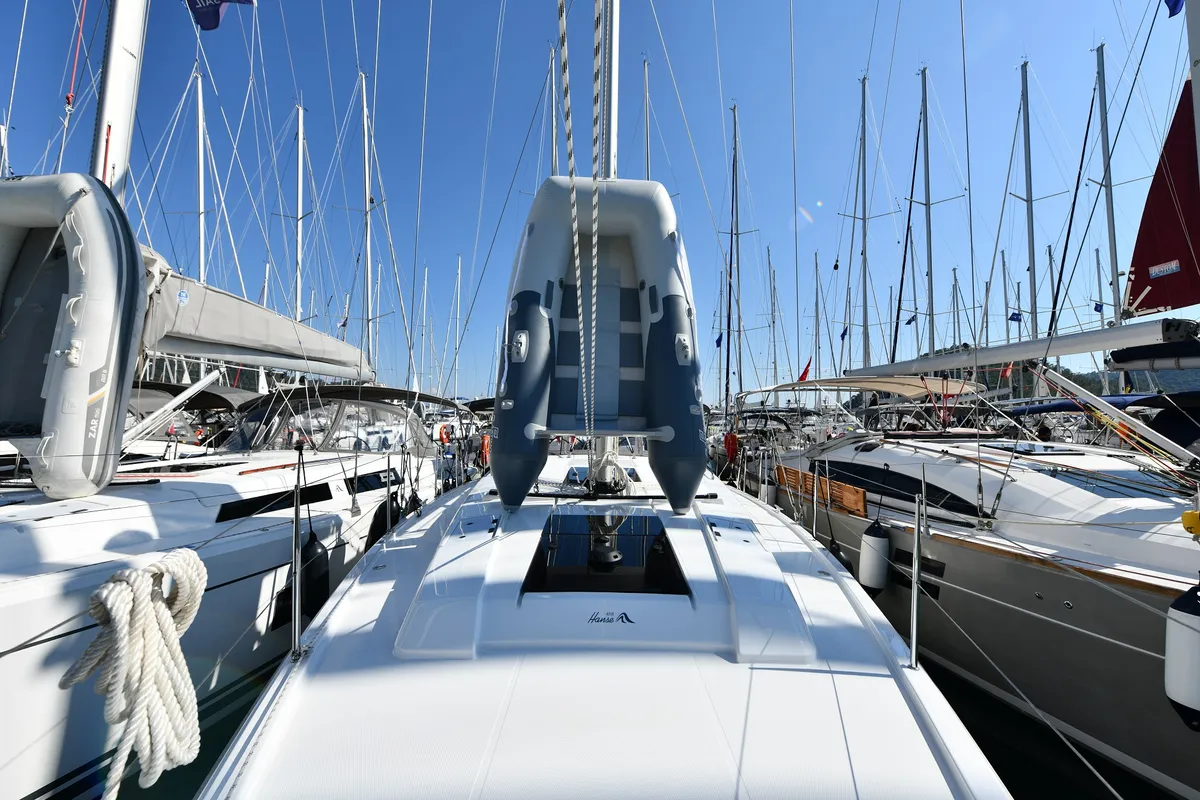 Lauda, a Hanse 418 sailboat at Fethiye, Turkey