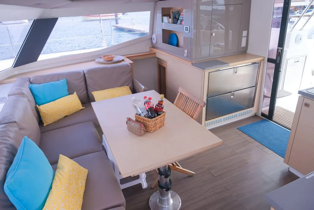Salon of Altair, a Fountaine Pajot Helia 44 catamaran at Ribishi, Saint Vincent and the Grenadines