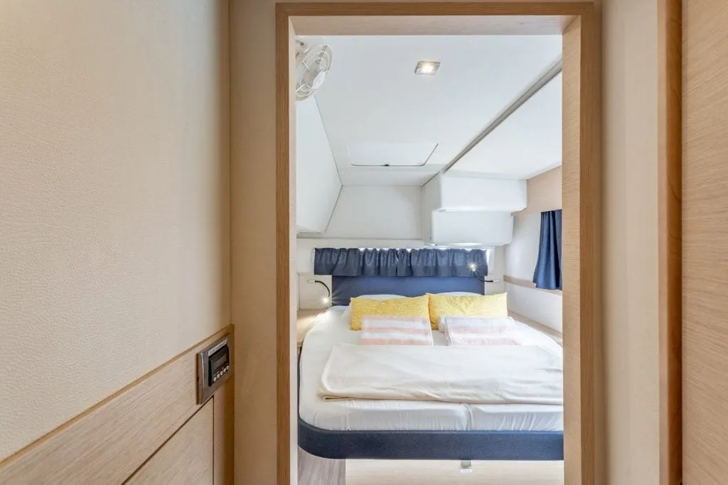 Cabin on Altair, a Fountaine Pajot Helia 44 catamaran at Ribishi, Saint Vincent and the Grenadines
