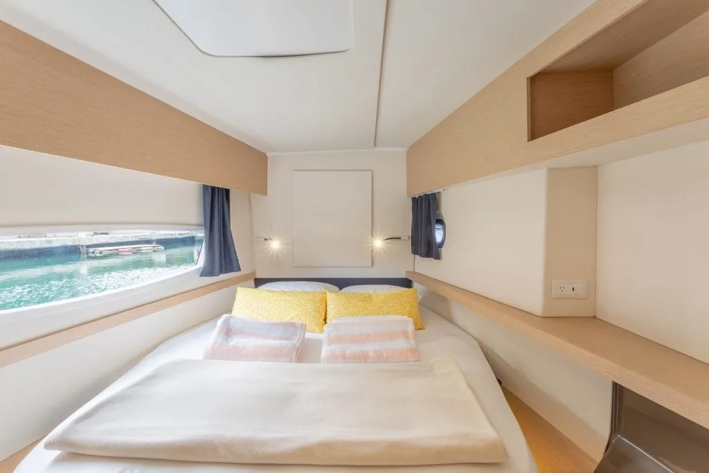 Cabin on Altair, a Fountaine Pajot Helia 44 catamaran at Ribishi, Saint Vincent and the Grenadines