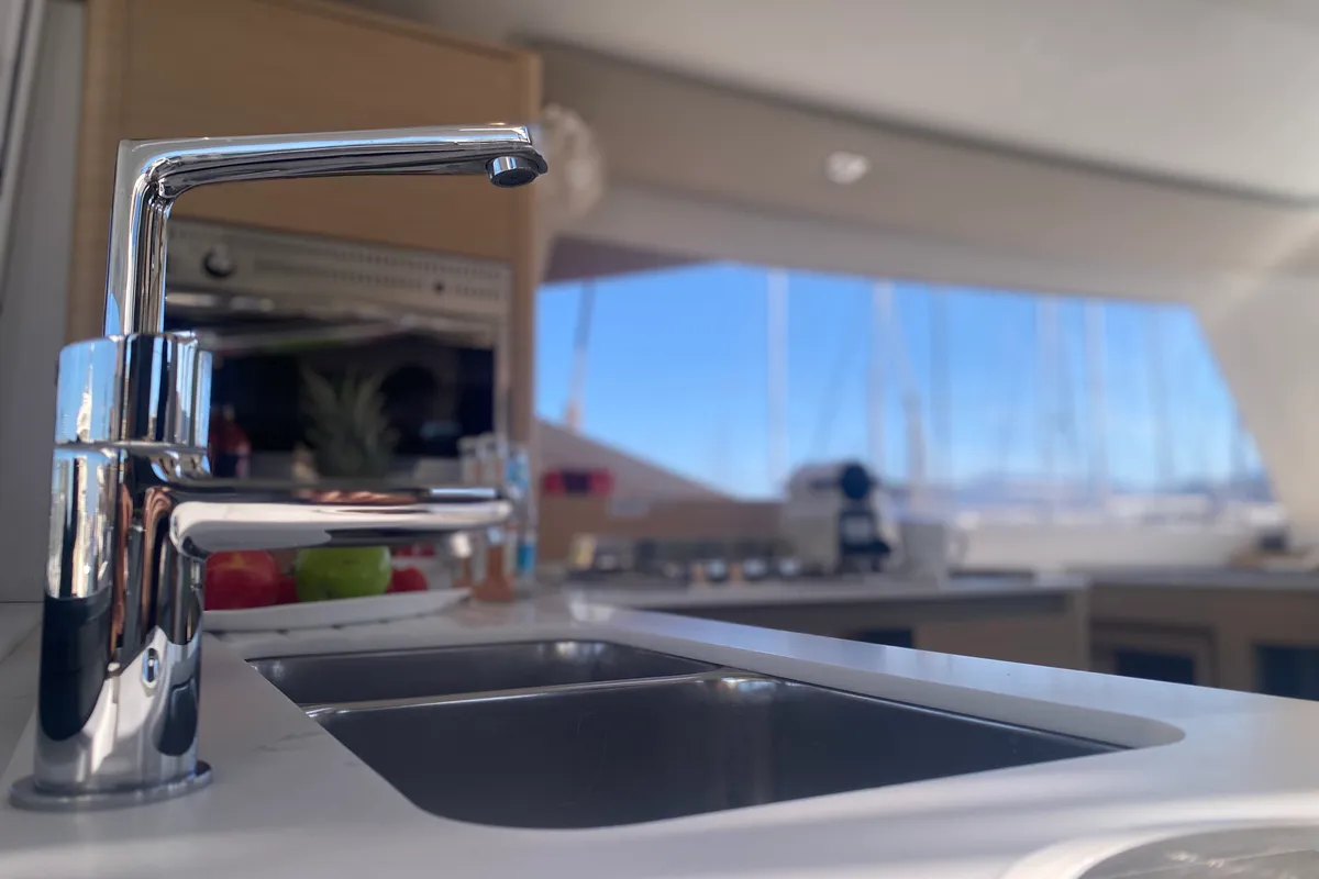 Galley of Elia, a Fountaine Pajot Isla 40 catamaran at Municipal Unit of Lefkada, Greece