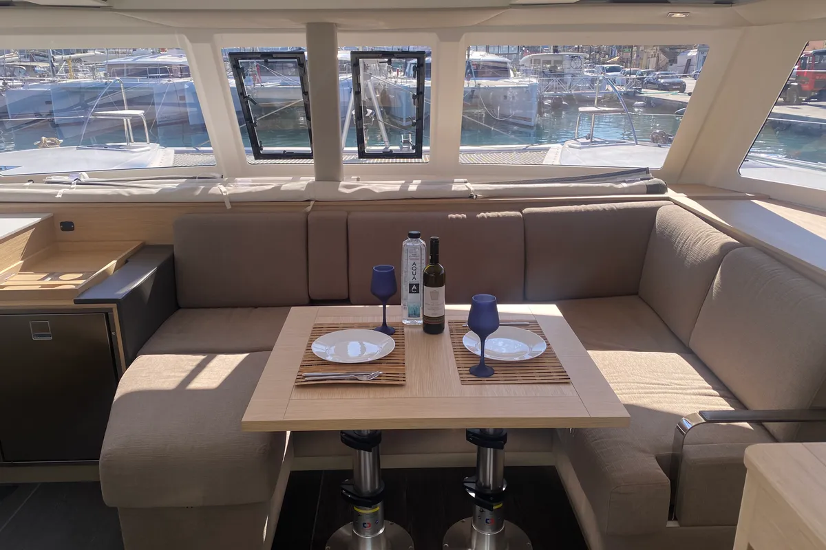 Salon of Elia, a Fountaine Pajot Isla 40 catamaran at Municipal Unit of Lefkada, Greece