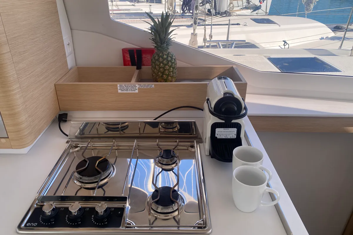 Galley of Elia, a Fountaine Pajot Isla 40 catamaran at Municipal Unit of Lefkada, Greece