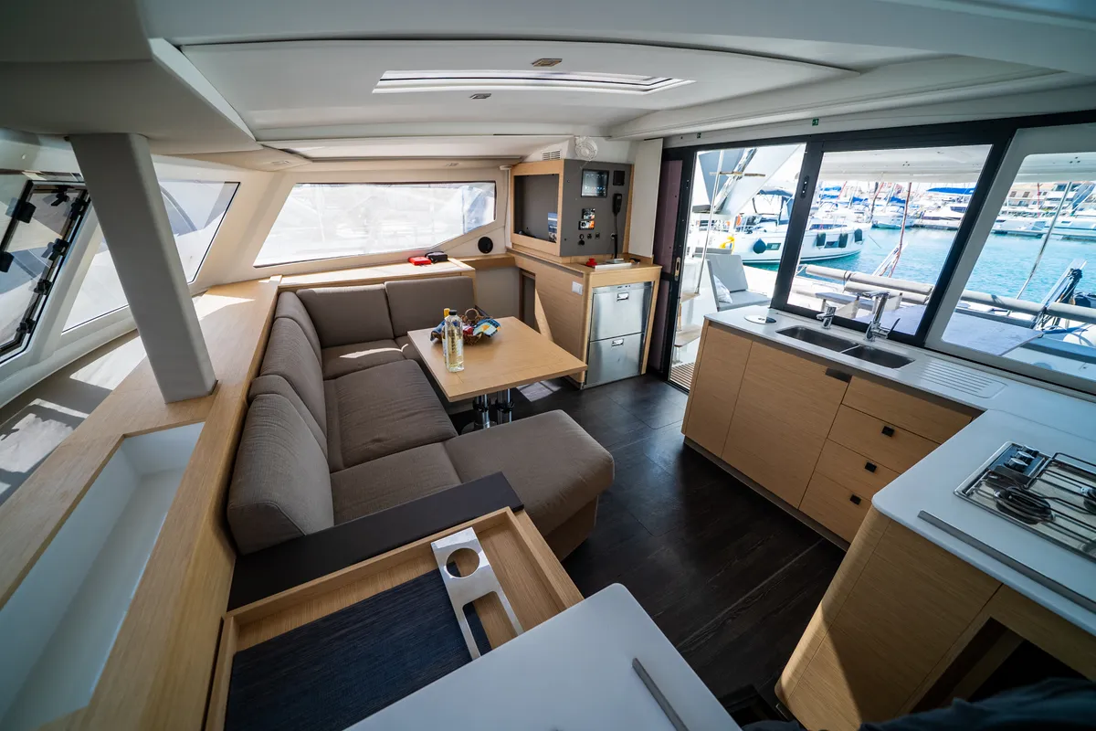 Salon of Elia, a Fountaine Pajot Isla 40 catamaran at Municipal Unit of Lefkada, Greece