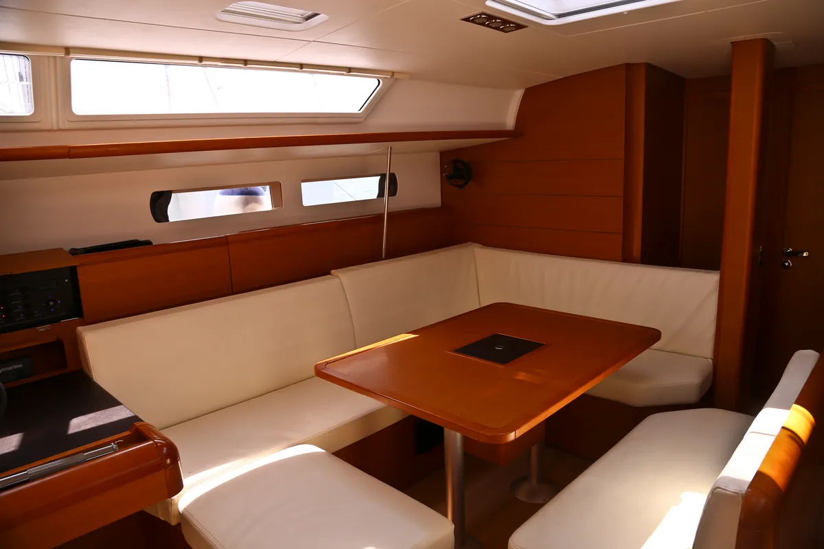 Salon of Thoe, a Jeanneau Sun Odyssey 469 sailboat at Volos Municipality, Greece