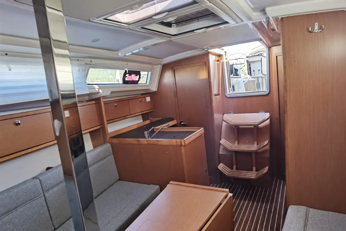Salon of Happy, a Bavaria Cruiser 34 sailboat at Punat, Croatia