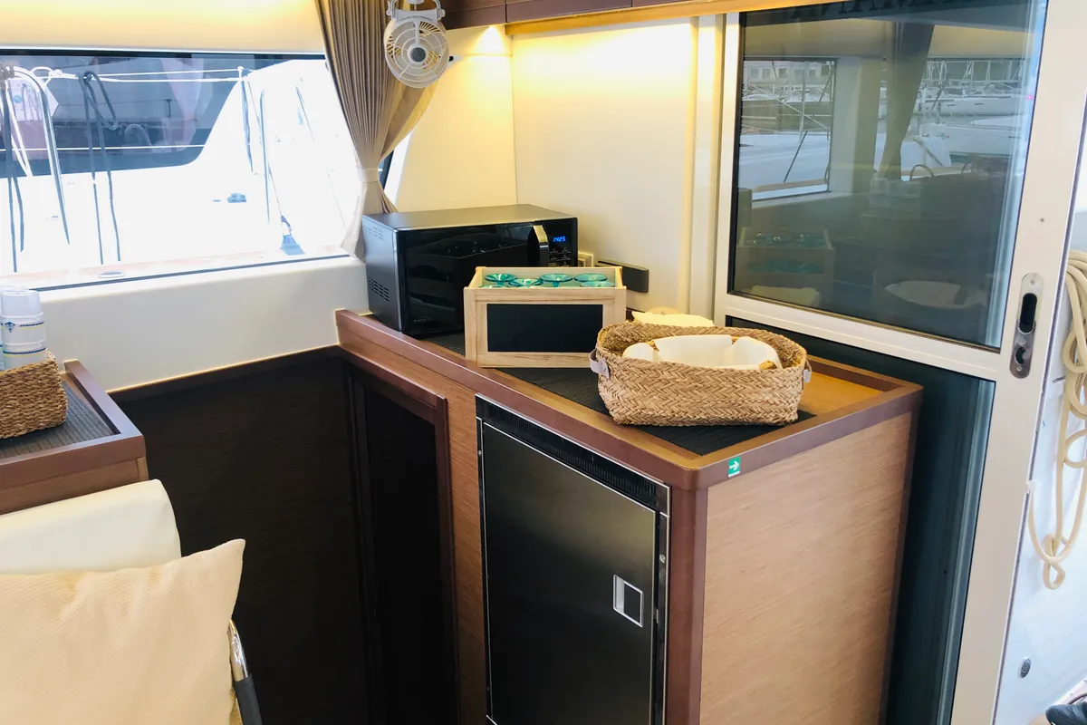 Galley of Samana, a Lagoon 40 catamaran at Capo d'Orlando, Italy