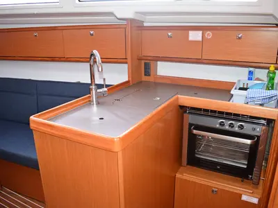 Galley of Studena, a Bavaria Cruiser 34 sailboat at Grad Kaštela, Croatia