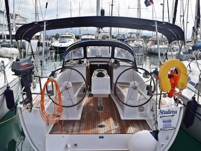 Deck of Studena, a Bavaria Cruiser 34 sailboat at Grad Kaštela, Croatia