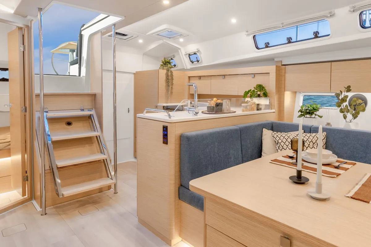 Salon of Hanse 410, a sailboat at Capo d'Orlando, Italy