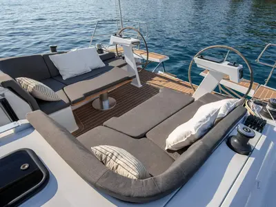 Deck of Hanse 410, a sailboat at Capo d'Orlando, Italy