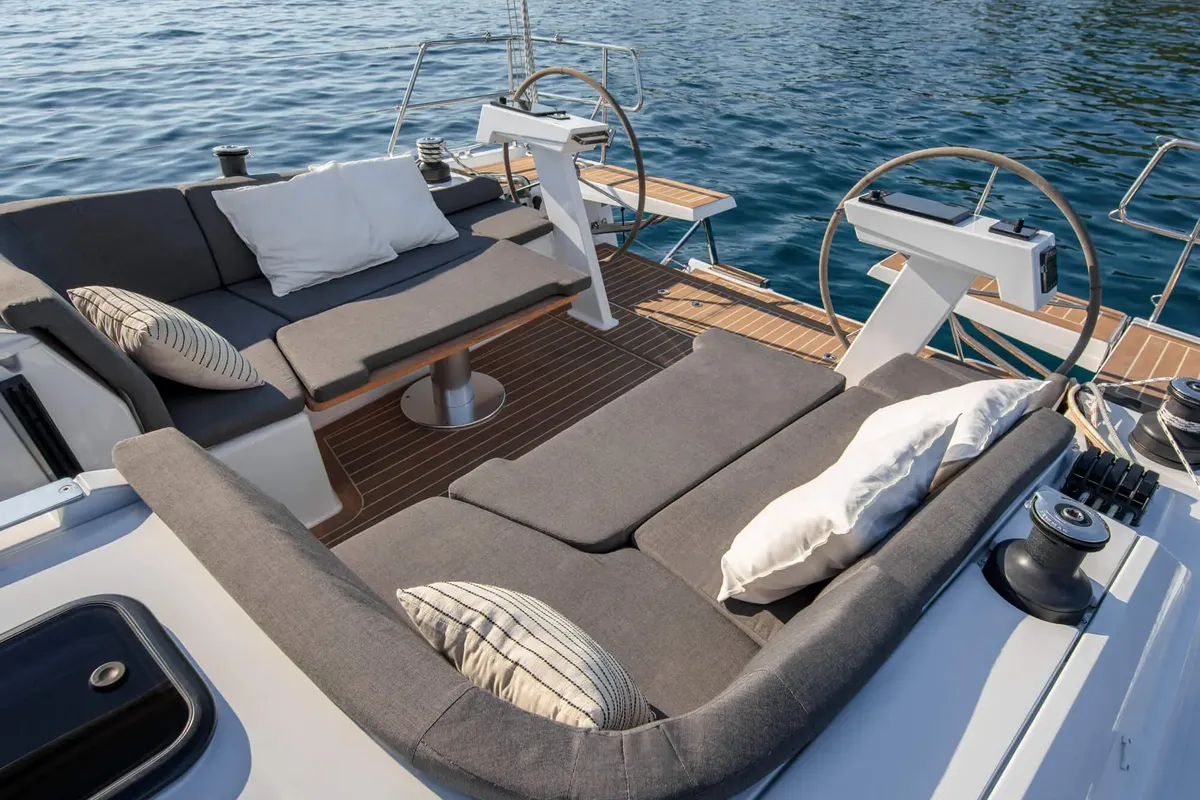 Deck of Hanse 410, a sailboat at Capo d'Orlando, Italy
