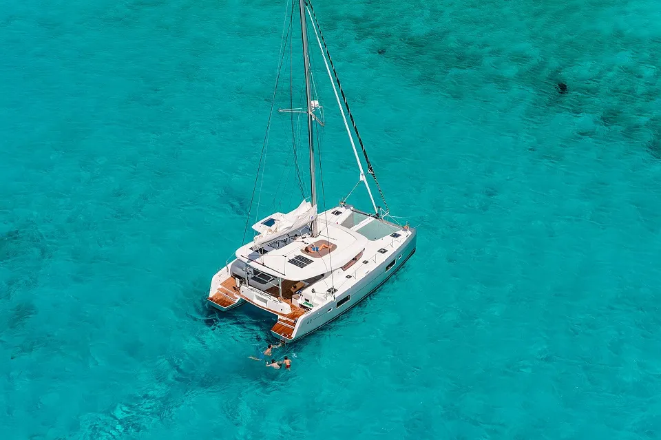 Head on White Pearl, a Lagoon 42 catamaran at Volos, Greece