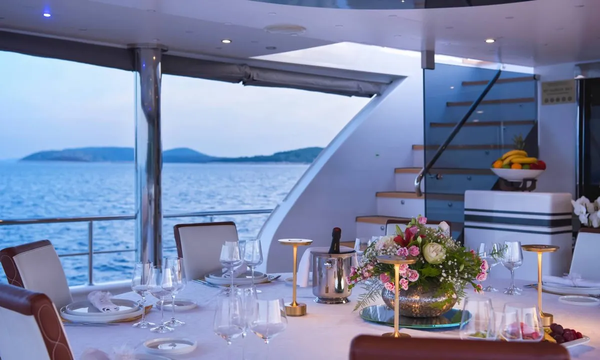 Deck of M/S Aurum Sky, a Odisej Ltd MS Custom Aurum Sky sailboat at Split, Croatia