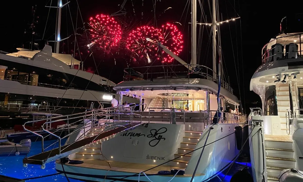 Deck of M/S Aurum Sky, a Odisej Ltd MS Custom Aurum Sky sailboat at Split, Croatia