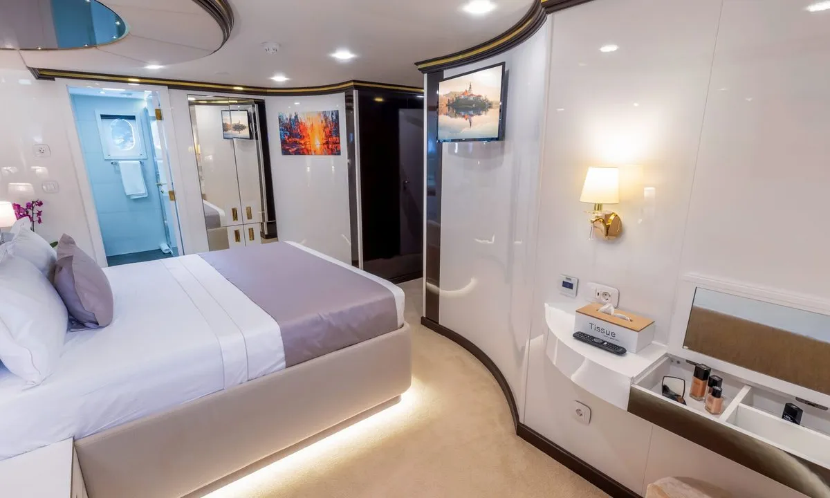 Cabin on M/S Aurum Sky, a Odisej Ltd MS Custom Aurum Sky sailboat at Split, Croatia