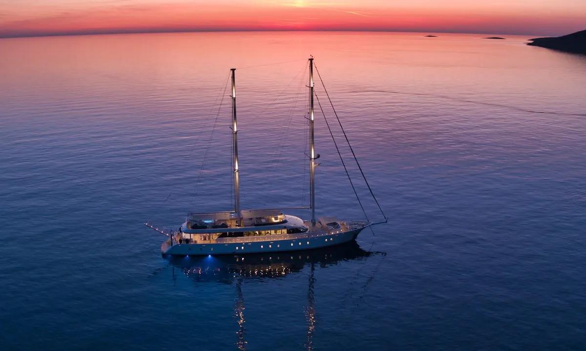 Exterior view of M/S Aurum Sky, a Odisej Ltd MS Custom Aurum Sky sailboat at Split, Croatia
