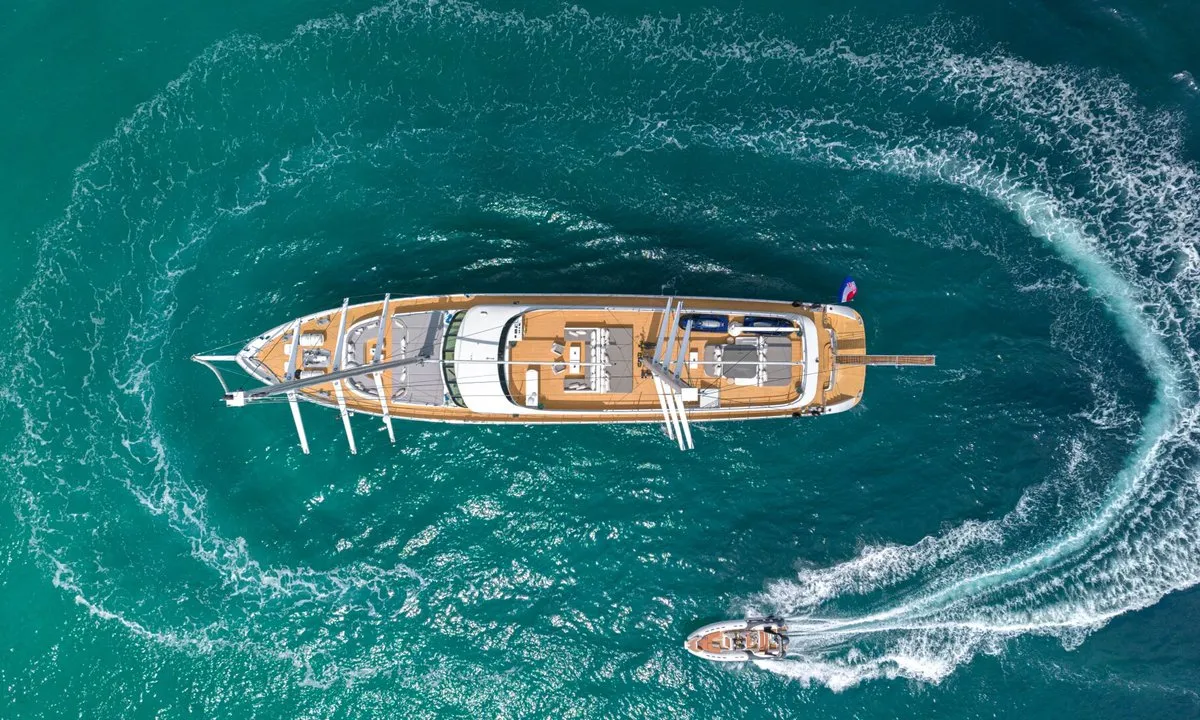 Exterior view of M/S Aurum Sky, a Odisej Ltd MS Custom Aurum Sky sailboat at Split, Croatia