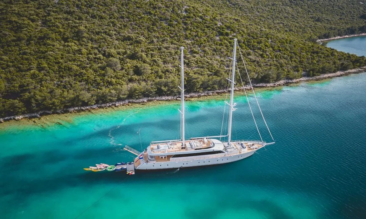 Exterior view of M/S Aurum Sky, a Odisej Ltd MS Custom Aurum Sky sailboat at Split, Croatia