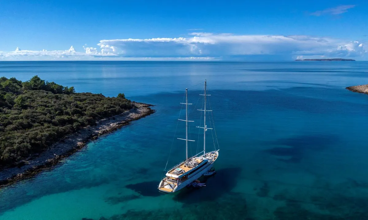 Exterior view of M/S Aurum Sky, a Odisej Ltd MS Custom Aurum Sky sailboat at Split, Croatia