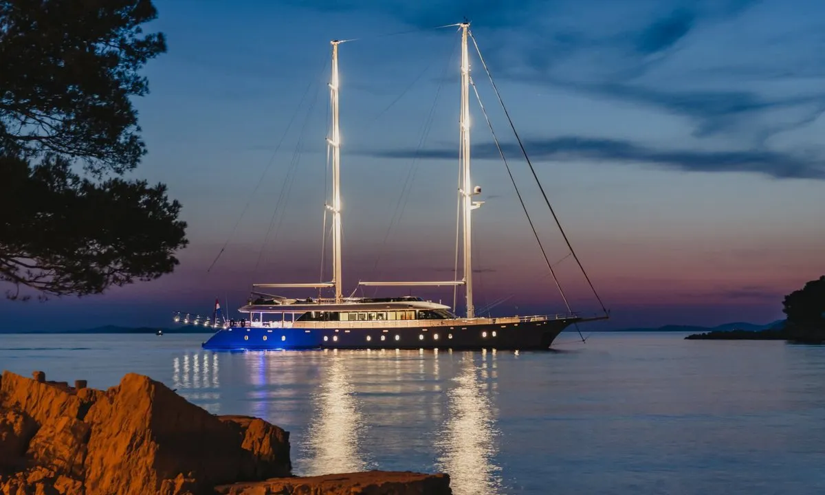 Exterior view of M/S Aurum Sky, a Odisej Ltd MS Custom Aurum Sky sailboat at Split, Croatia