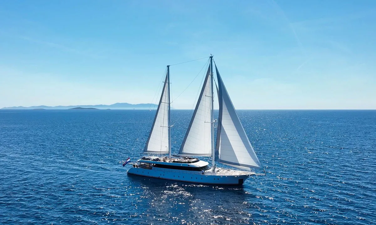 Exterior view of M/S Aurum Sky, a Odisej Ltd MS Custom Aurum Sky sailboat at Split, Croatia