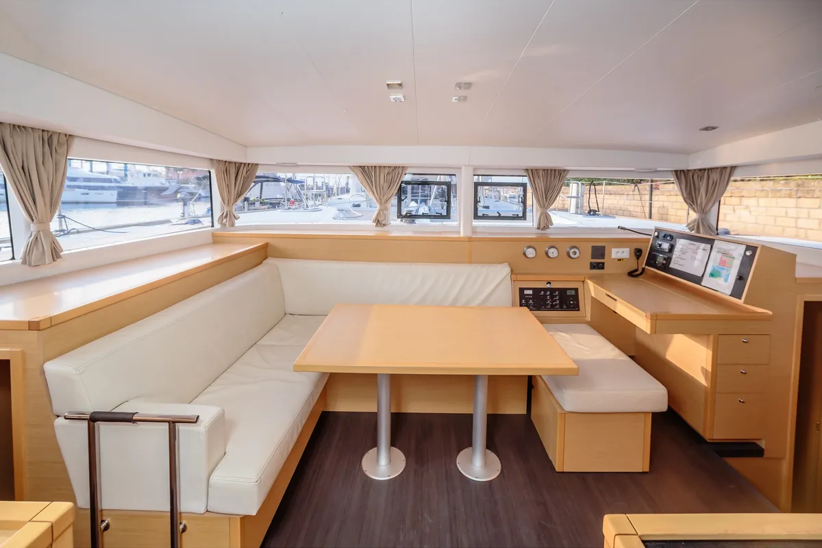 Salon of Adorable, a Lagoon 400 S2 catamaran at Tonnarella, Italy